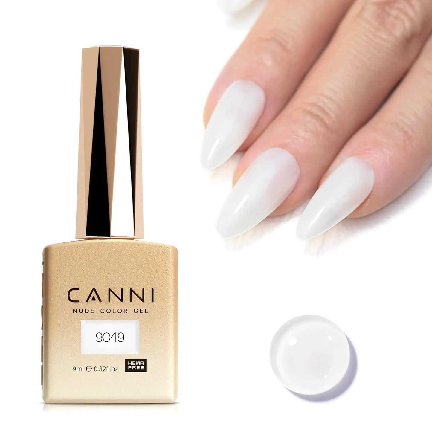 CANNI Milky White Gel Nail Polish, 1 Pcs Milky White Gel Polish Translucent Jelly Neutral Color Soak Off LED Nail Gel Polish Set Nail Art Starter Manicure Salon DIY at Home 9049-Milky White