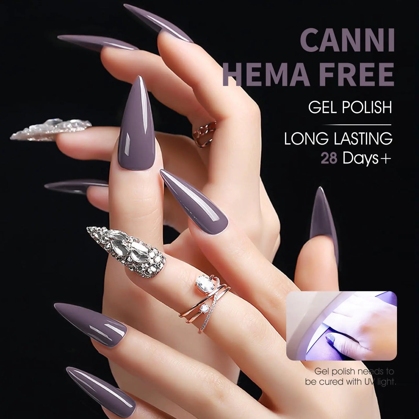 CANNI Grey Gel Nail Polish, 1Pcs Dark Grey Gel Polish Violet Brown Color Nail Polish Gel High Gloss Soak Off U V Gel Nail French Nail Manicure Salon DIY